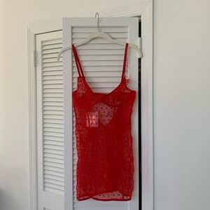 NWT Savage x Fenty Ruffle Luv Underwire red slip